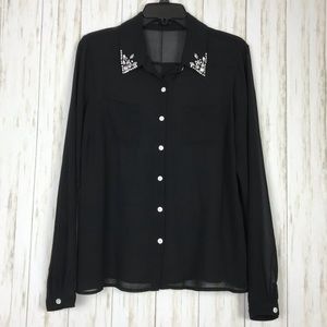 Iris Los Angeles Sheer Long Sleeve Blouse.